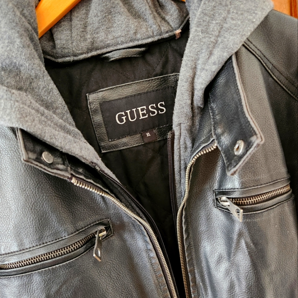 Guess Leather Fleece Lined Jacket